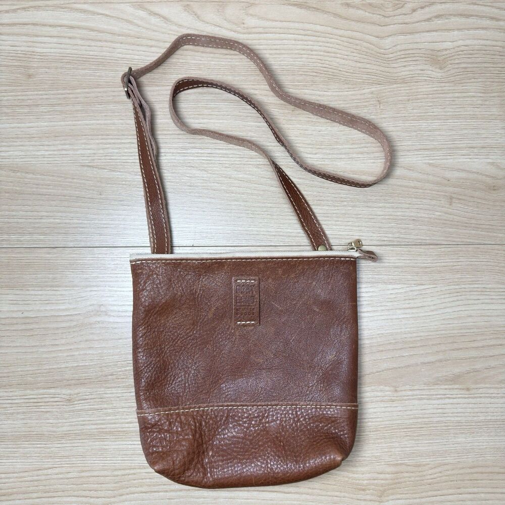 Portland Leather Goods Festival Crossbody Purse Bag Brown Boho Renfaire